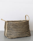 Large Jute Basket - Charcoal Stripe