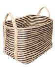 Large Jute Basket - Charcoal Stripe