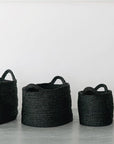 Oval Jute Baskets - Charcoal