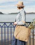 Jute Shopper - Indigo Stripes
