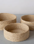 Large Trio of Round Jute Baskets - Natural