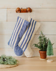 Holiday Stocking - Natural Woven Khadi Stripe