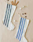 Holiday Stocking - Natural Woven Khadi Stripe