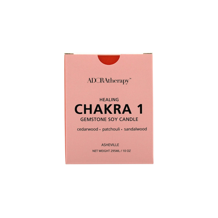 Chakra 1 Soy Candle with Red Jasper Gemstones