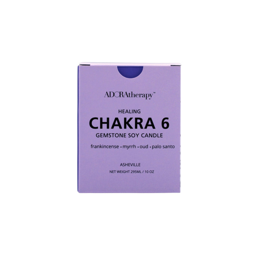 Chakra 6 Soy Candle with Amethyst & Tourmaline Gemstones