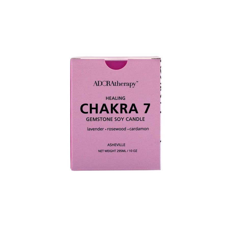 Chakra 7 Soy Candle with Strawberry Quartz Gemstones
