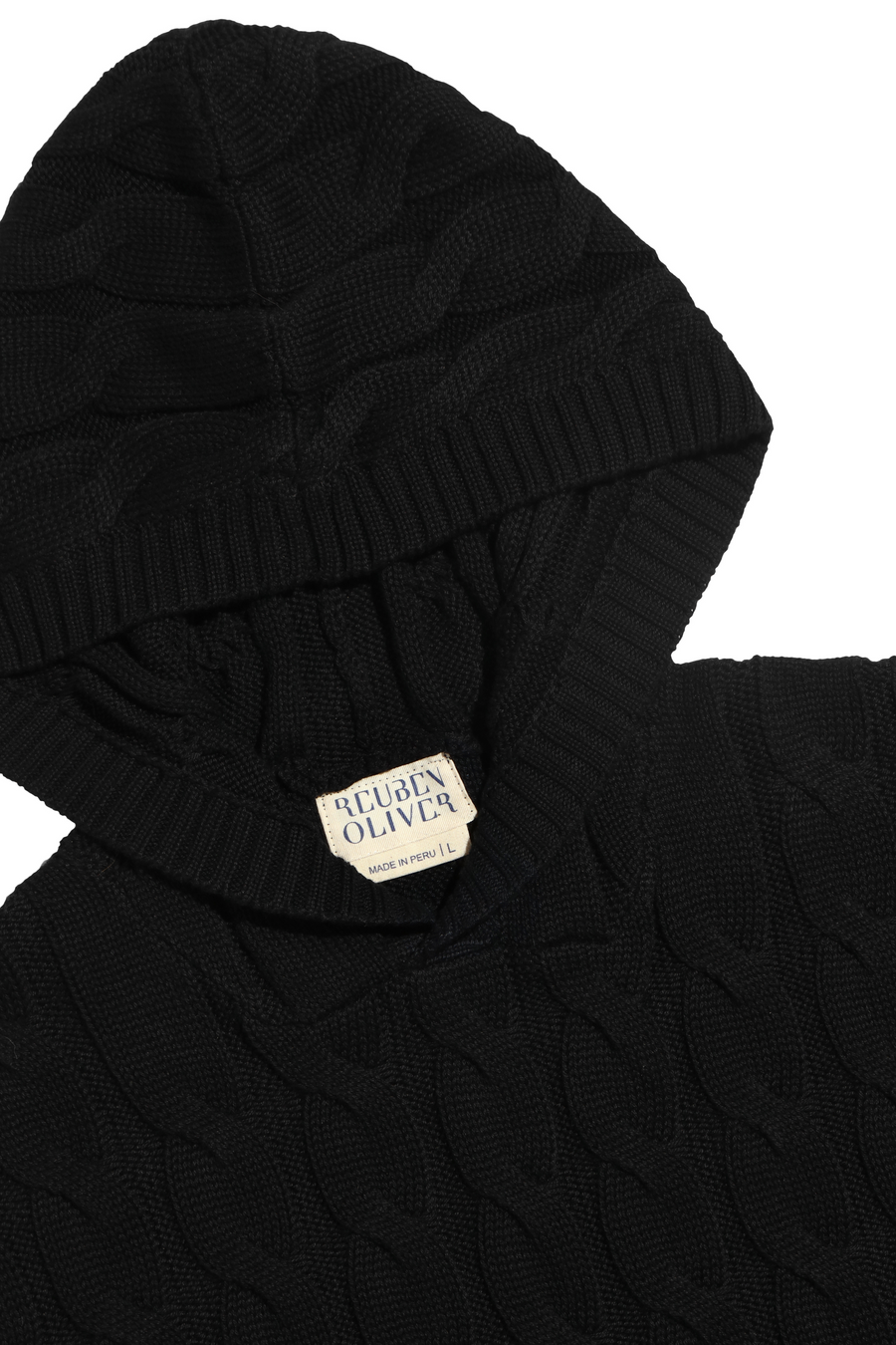 Black Cable Knit Hoodie