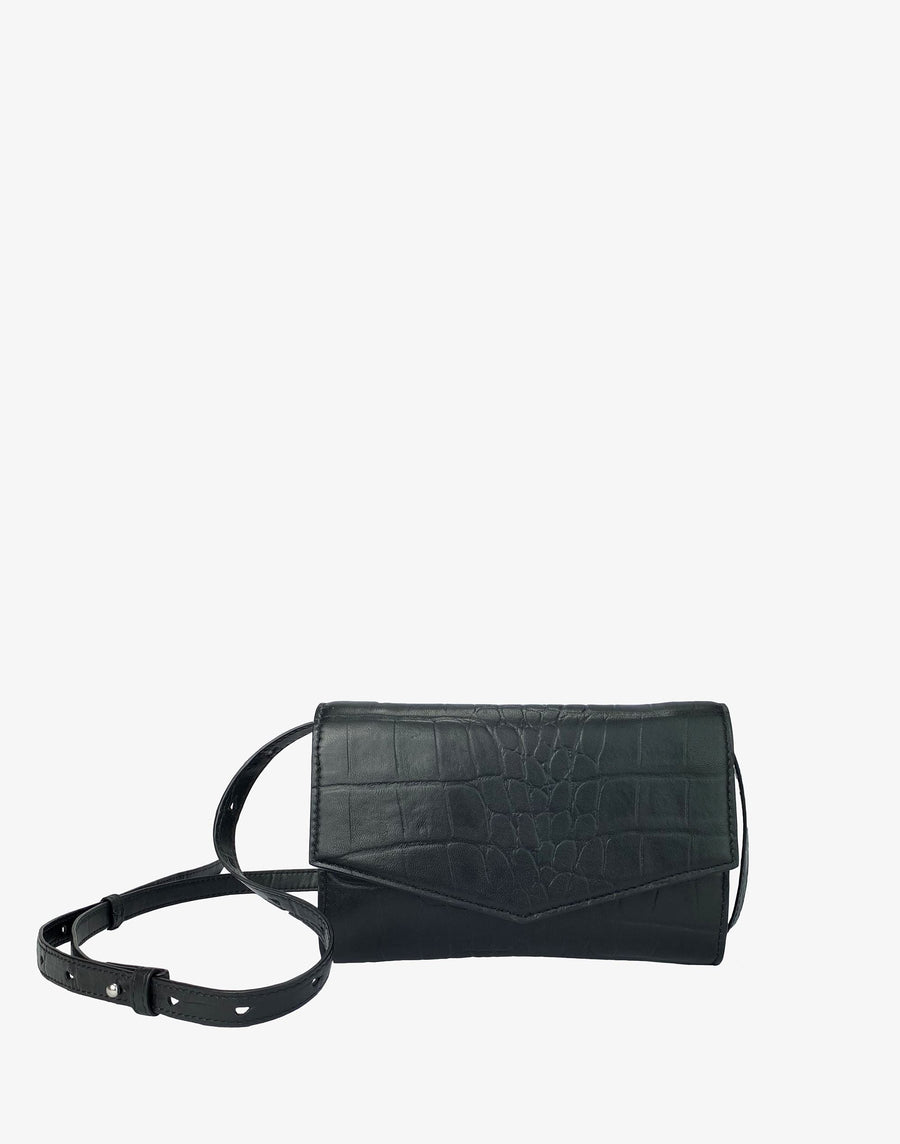 4-in-1 Envelope Convertible Belt Bag Black Croc