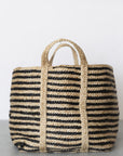 Large Jute Basket - Charcoal Stripe