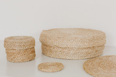 Handwoven Jute Round Placemats - Set of 8