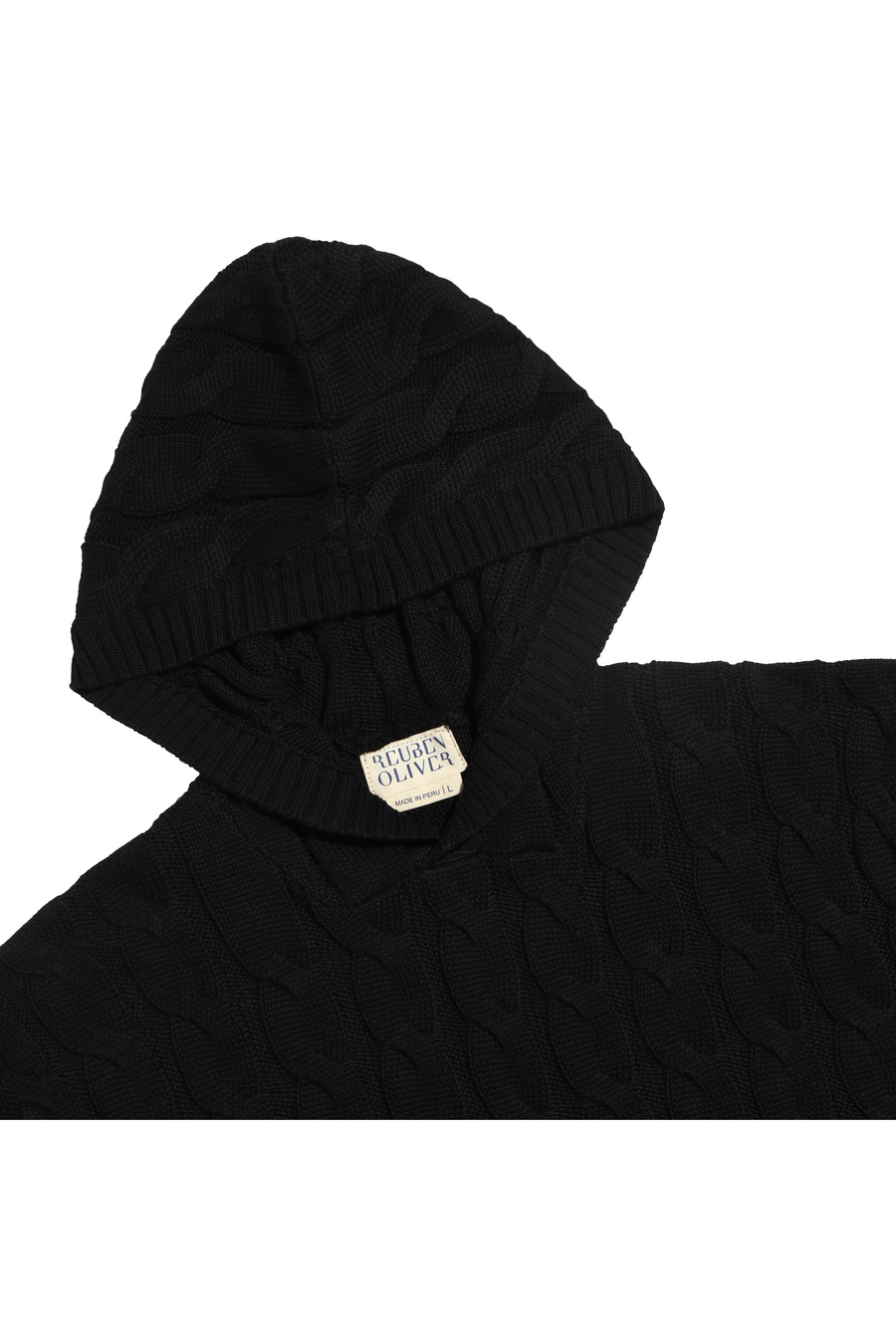 Black Cable Knit Hoodie