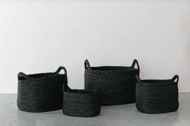 Oval Jute Baskets - Charcoal
