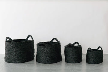 Oval Jute Baskets - Charcoal