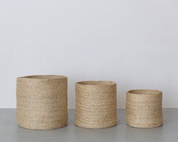 Tall Round Jute Baskets