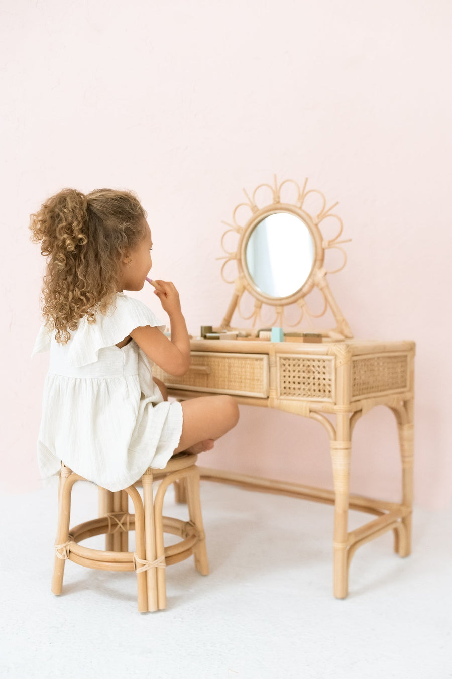 Kai Rattan Kids Vanity & Stool (Preorder)