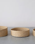 Large Trio of Round Jute Baskets - Natural