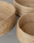 Large Trio of Round Jute Baskets - Natural