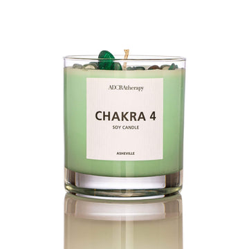 Chakra 4 Soy Candle with Aventurine Gemstones